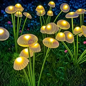 Соларни LED градински лампи медузи гъби 2бр