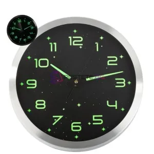 Флуоресцентен стенен часовник със звезди 30 см – тих механиз..