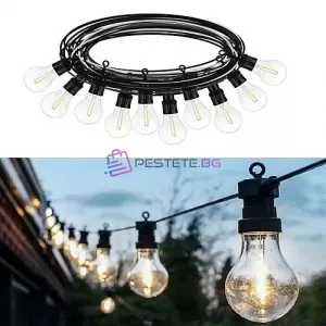 Градински гирлянд с 10 LED крушки