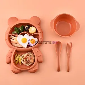 Комплект детски прибори за хранене с купа