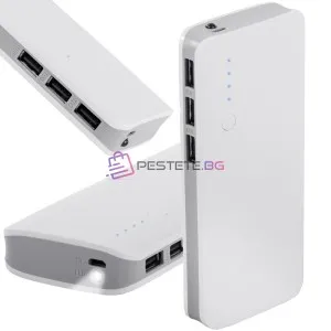 Външна батерия 10000mah 3x USB и LED фенерче