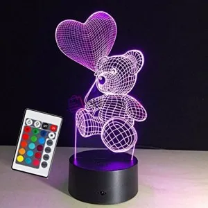 Холограмна LED многоцветна лампа мече с балон