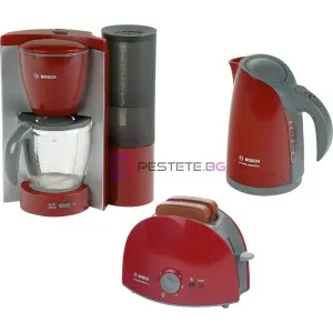 Детски комплект за закуска Bosch, с тостер, кана и кафе маши..
