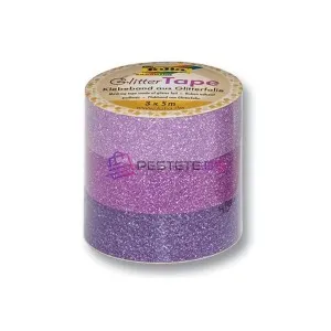 Комплект блестящи лепенки за декорации, WASHI TAPE, Розово-л..