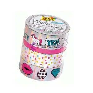 Комплект лепенки за декорации, WASHI TAPE, Еднорози,3 бр.