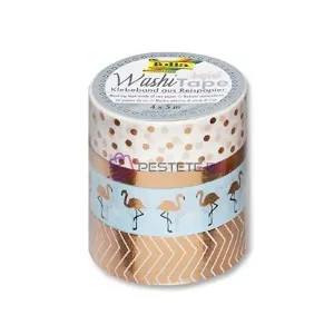 Комплект лепенки за декорации, WASHI TAPE, Злато, 3 бр.