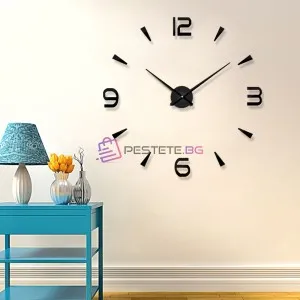 3D голям стенен часовник със стрелки и цифри